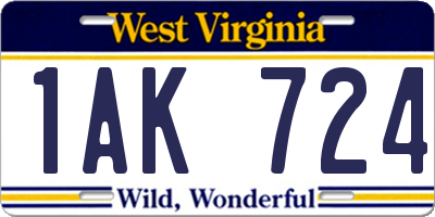 WV license plate 1AK724