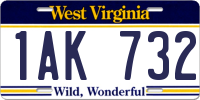 WV license plate 1AK732