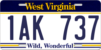 WV license plate 1AK737