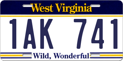 WV license plate 1AK741