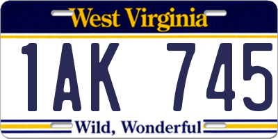 WV license plate 1AK745