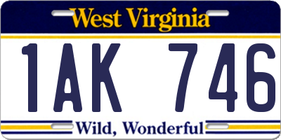 WV license plate 1AK746