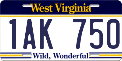 WV license plate 1AK750