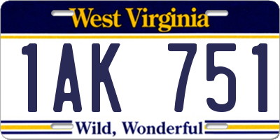 WV license plate 1AK751
