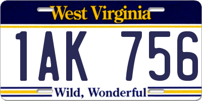 WV license plate 1AK756