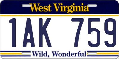 WV license plate 1AK759