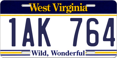 WV license plate 1AK764