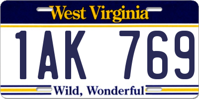 WV license plate 1AK769