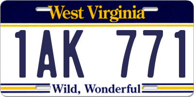 WV license plate 1AK771