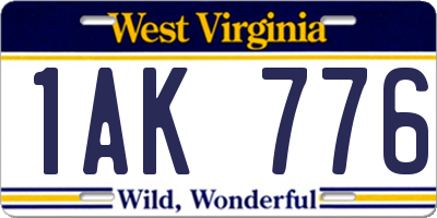 WV license plate 1AK776