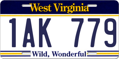 WV license plate 1AK779