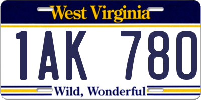 WV license plate 1AK780