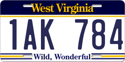 WV license plate 1AK784