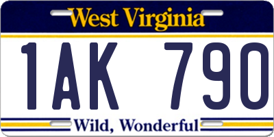 WV license plate 1AK790