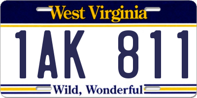 WV license plate 1AK811