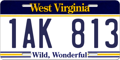 WV license plate 1AK813