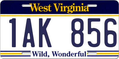 WV license plate 1AK856