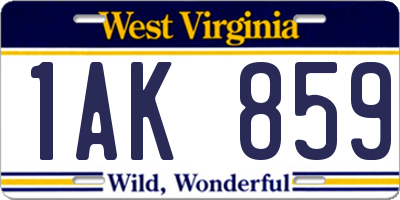 WV license plate 1AK859