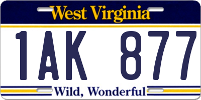 WV license plate 1AK877