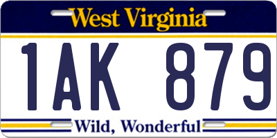 WV license plate 1AK879