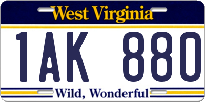 WV license plate 1AK880