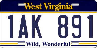 WV license plate 1AK891