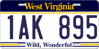 WV license plate 1AK895