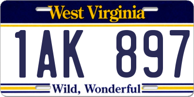 WV license plate 1AK897