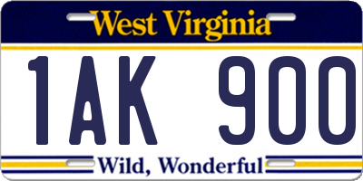 WV license plate 1AK900