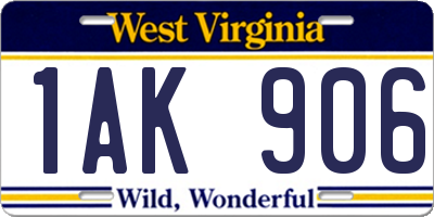 WV license plate 1AK906