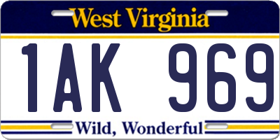 WV license plate 1AK969