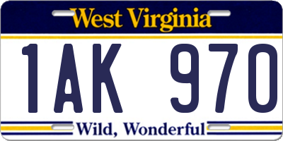 WV license plate 1AK970