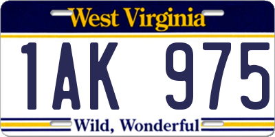WV license plate 1AK975