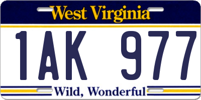 WV license plate 1AK977