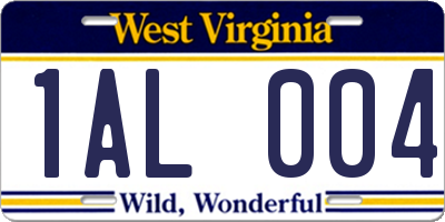 WV license plate 1AL004