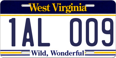 WV license plate 1AL009