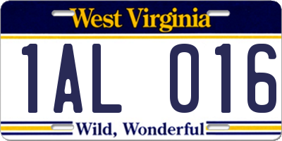 WV license plate 1AL016