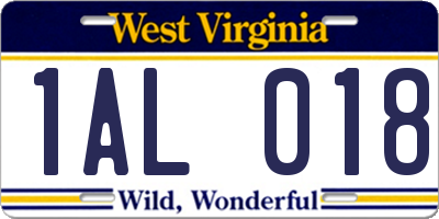 WV license plate 1AL018