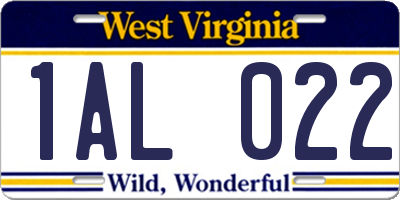 WV license plate 1AL022