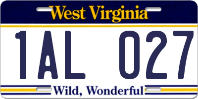 WV license plate 1AL027