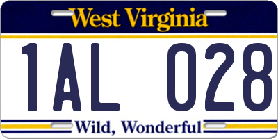 WV license plate 1AL028