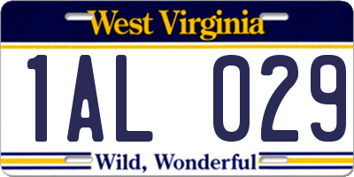 WV license plate 1AL029