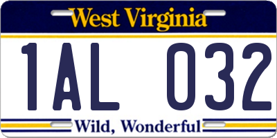 WV license plate 1AL032