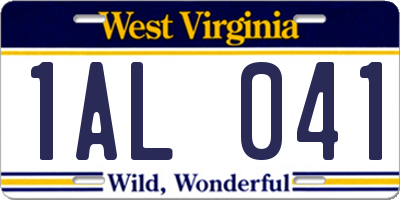 WV license plate 1AL041