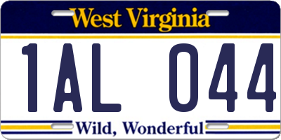 WV license plate 1AL044