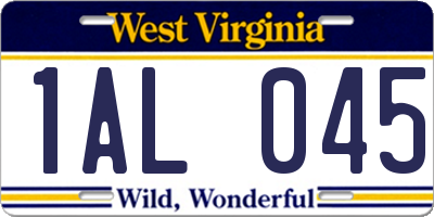 WV license plate 1AL045