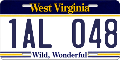 WV license plate 1AL048