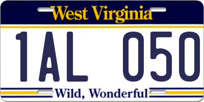 WV license plate 1AL050
