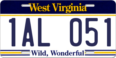 WV license plate 1AL051