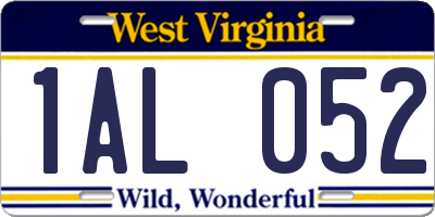 WV license plate 1AL052